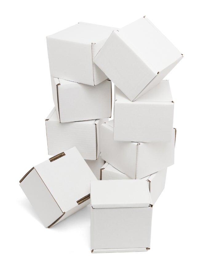 Noon East Pack of 10 Corrugated 3ply Cardboard Moving Boxes, Size- 12.5L x 12.5W x 10H cm. Multi-Use White Boxes for Packaging, Shipping, Storage and Organizing - Image 5